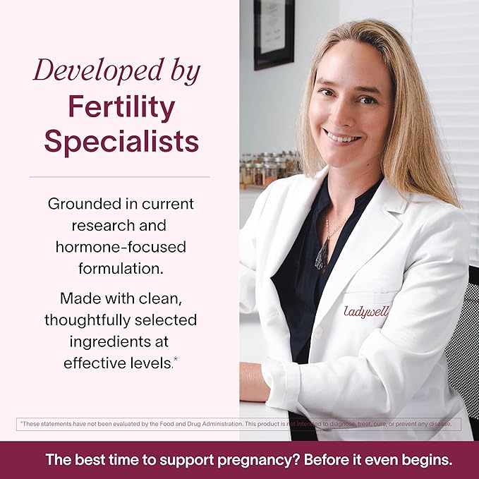 Ladywell Fertility + Egg Health | Fertility Support | Ovarian Health Egg Quality Ovulation &amp Conception Wellness Support | CoQ10 Folate + Key Ingredients | Science-Backed Women’s Supplement 2-