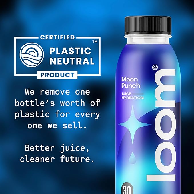 Moon Punch Juice Drinks by Loom Low Sugar Juice Real Fruit No Added Sugar Healthy Hydration 30 Calories 12 oz bottles 12 pack