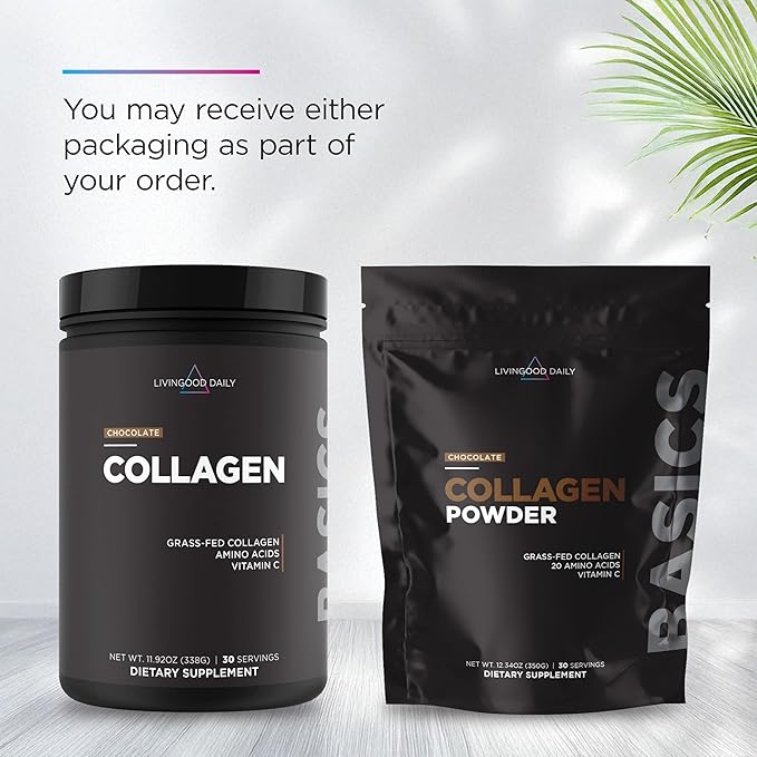 Livingood Daily Chocolate Collagen Powder for Women &amp Men Hydrolyzed Collagen Peptides Powder with Vitamin C Protein with 20 Amino Acids Type I &amp III Grass Fed Keto Paleo Gluten Free 3
