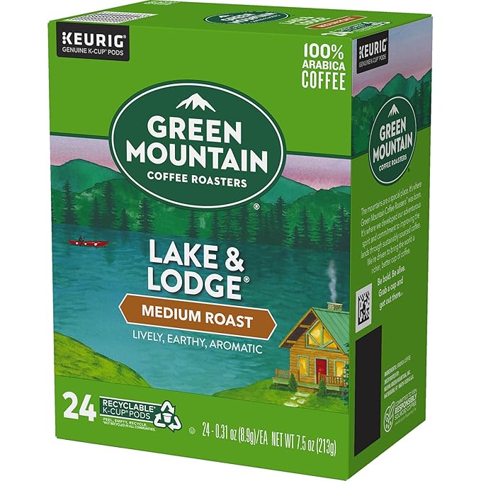 Green Mountain Coffee Roasters Lake and Lodge Blend Keurig Single-Serve K-Cup pods Medium Roast Coffee 96 Count