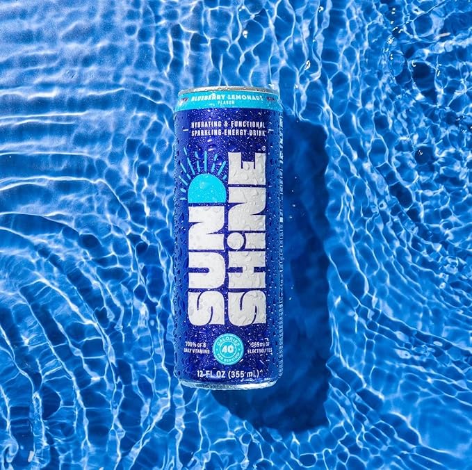 Sunshine Sparkling Energy Drink Variety Pack with Daily Essential Vitamins 360mg of Electrolytes 70mg of Natural Caffeine 12 Fl Oz (Pack of 12)