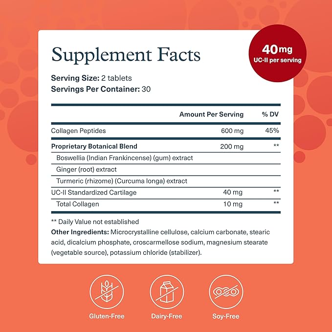 Youtheory Joint Complex with UC-II Collagen - Type 2 Collagen Peptides for Joint Support* - with Boswellia Ginger &amp Turmeric - Supports Anti-Aging* - 60 Count (30-Day Supply)