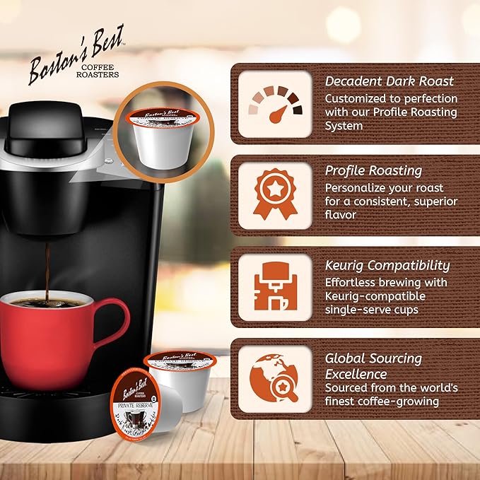 Boston’s Best - Private Reserve Bold &amp Complex Dark Roast Gourmet Coffee Compatible with Keurig Coffee Maker 1 Count (80 Single Serve Cups)
