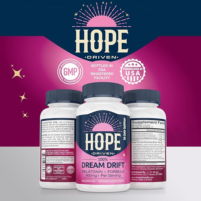 Dream Drift Melatonin+ Sleep Aid Supplements for Adults – 60 Count – Enhanced with Magnesium Ashwagandha and L-Theanine for Restful Sleep and Recovery-10mg Melatonin Sleeping Pills.