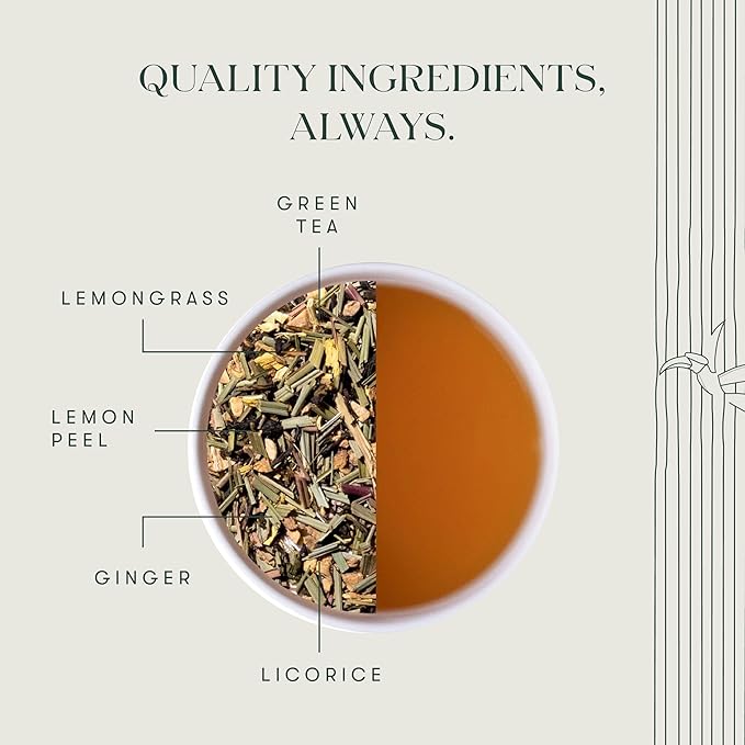 Luxmi Estates Citrus Sky Lemongrass Ginger Green Tea 200g Loose Leaf Pack | Certified Organic Darjeeling Green Tea | Citrus Flavor &amp Aroma | Natural Lemon Balm Tea - Calming Supports Digestion |