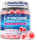 L Tyrosine Gummies Supplement 1200mg GABA L-Theanine Supplement 200mg with Magnesium Glycinate Vitamin B6 D3 &amp C - Calm &amp Focus Gummies - Brain Supplements for Memory Mood &amp Relax for A