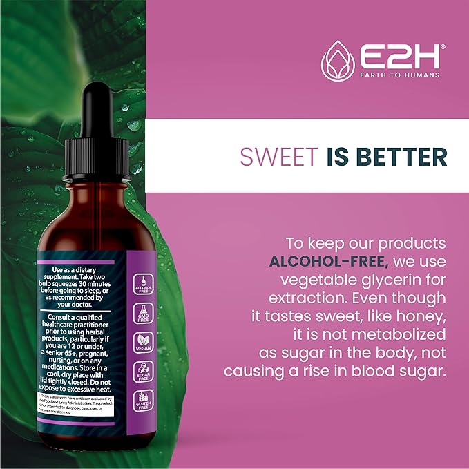 E2H Natural Sleep Aid - Liquid Melatonin with Chamomile Theanine - Sleep Better Deeper Longer - Vegan Gluten Free - Provides Stress Relief (2 Bottles)