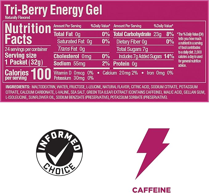GU Energy Original Sports Nutrition Energy Gel Tri-Berry 24 Count Box