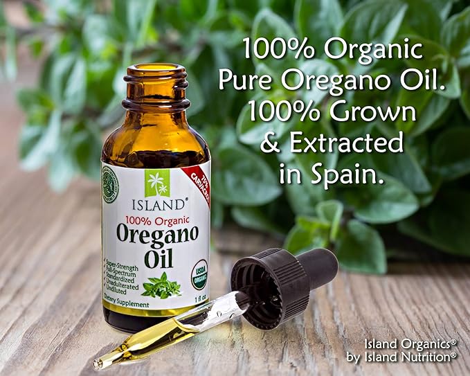 Oregano Oil Organic Liquid Drops - 100% Pure &amp Undiluted - USDA-Certified Organic (1 oz) 75% Carvacrol - Grown in Spain - Immune Support Supplement with Oil of Oregano.