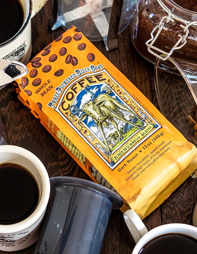 Raven's Brew Coffee High Caffeine Coffee Dark Roast Whole Bean – Three Peckered Billy Goat 5lb
