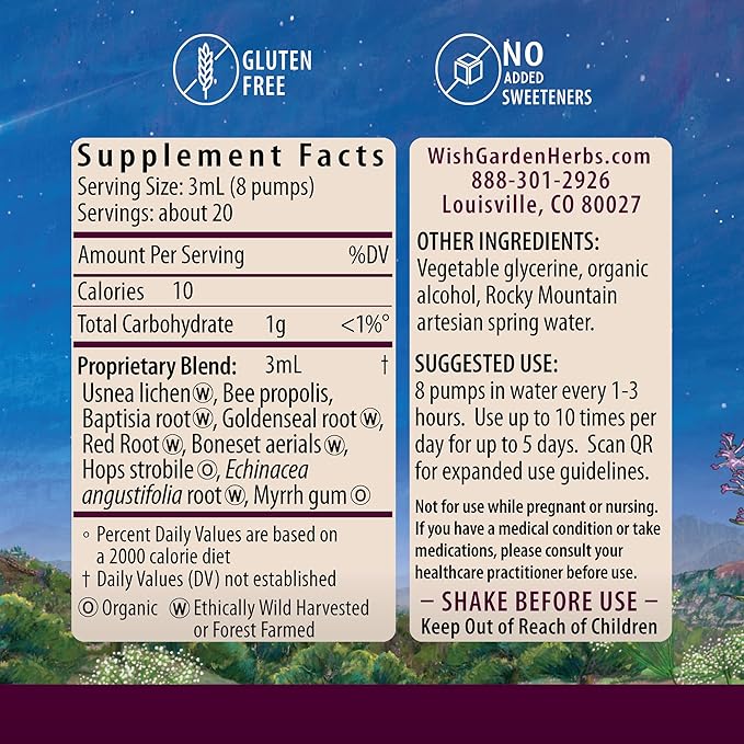 WishGarden Herbs Kick-Ass Biotic Immune Hero - Plant-Based Herbal Biotic Formula with Usnea Lichen Hops Echinacea &amp Goldenseal Supports Healthy Immune Respiratory &amp Lymph System Function