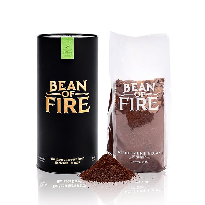 Bean of Fire El Salvador Gesha Natural Ground Coffee – Medium Roast Single Origin Specialty Chocolate &amp Lemon Cup (16 oz)