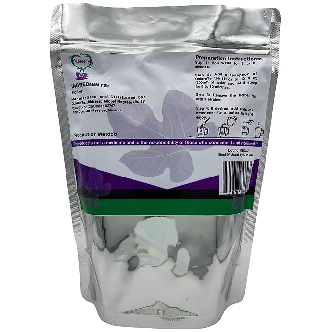 Fig Leaf Tea Hoja de Higo Quiere Te 3.5 oz (100 grams) 1 Pack Up to 66 Cups Crushed Fig Leaf Tea Loose Leaves 100% Natural Resealable Bag Product From Mexico Herbal Tea Fig Infusion