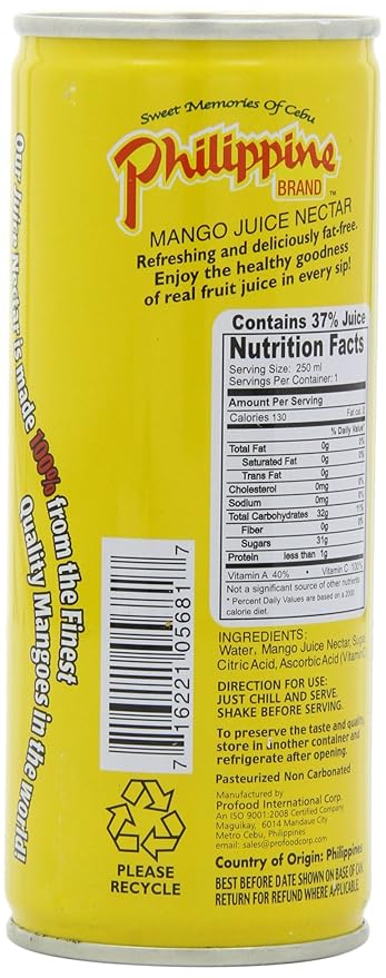 Philippine Juice Nectar Mango 8.4-Ounce (Pack of 12)