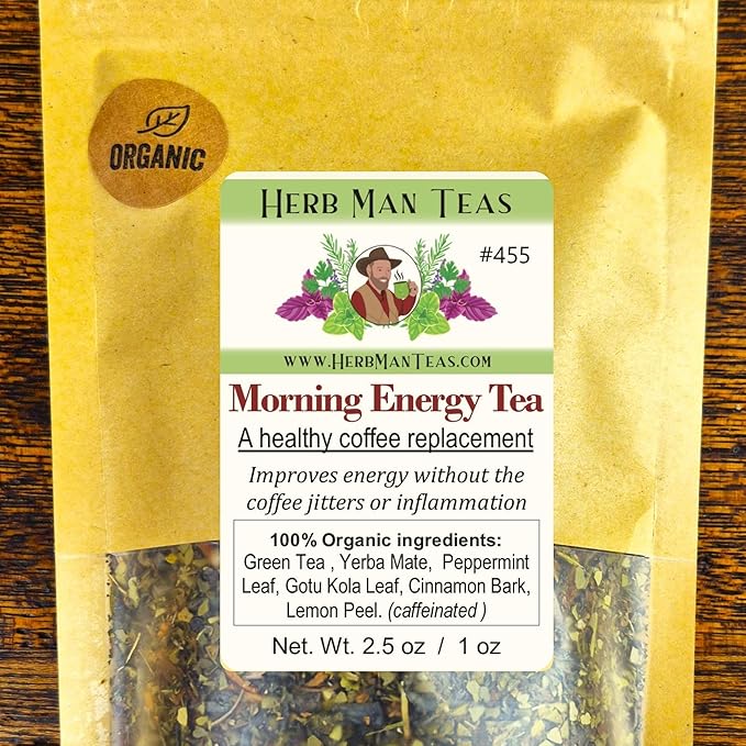 MORNING ENERGY TEA – Smooth Steady Energy Without Coffee Jitters – Organic Loose Leaf – by Master Herbalist Khabir | Green Tea &amp Eleuthero