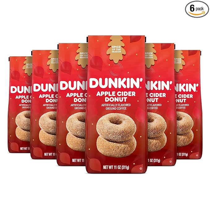 Dunkin’ Apple Cider Donut Artificially Flavored Ground Coffee 11 Oz. Bags (Pack of 6)
