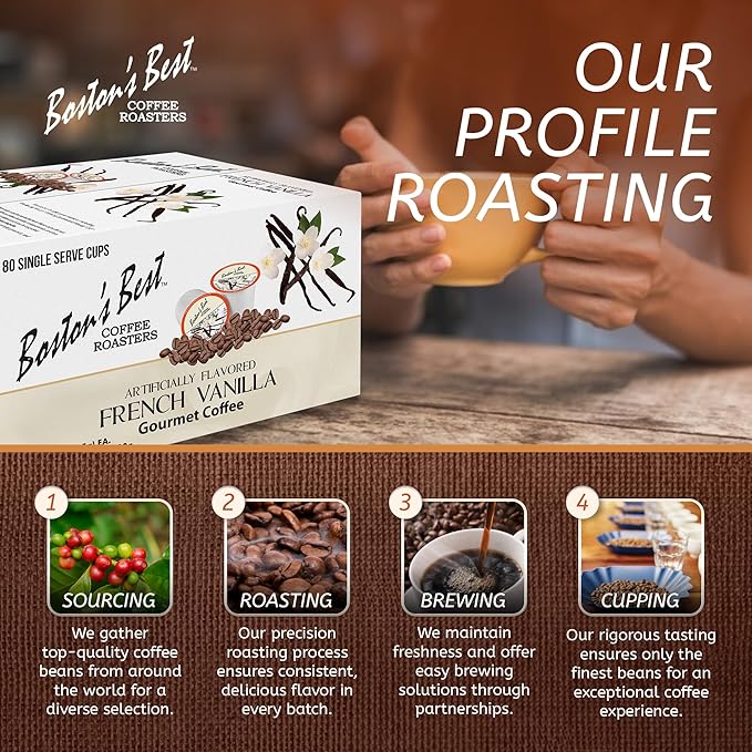 Boston’s Best - French Vanilla Medium Roast Gourmet Delicious Flavored Coffee Compatible with Keurig Coffee Maker 1 Count (80 Single Serve Cups)