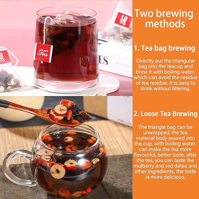 Ginseng Five Treasures Tea Kidney Tea - Kidney Cleanse Ginseng Six Treasures Teas 6 Precious Ingredients Red Date Wolfberry Mulberry Natural Organic Detox Teabag for Women &amp Men (2 Bag(40 Teabag)