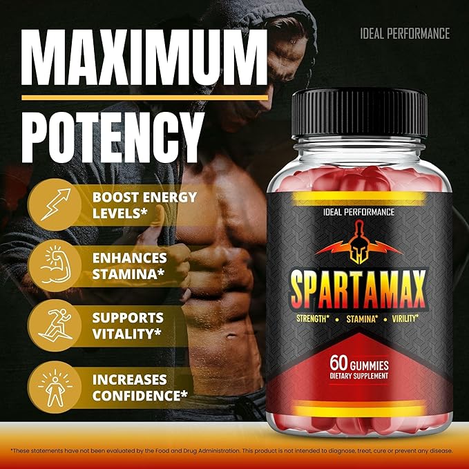 Spartamax Gummies Official Spartamax Supplement Gummy for Men - Maximum Strength All Natural Formula for Energy Stamina &amp Performance Advanced Formula Spar Tamax Support Reviews (60 Gummies)