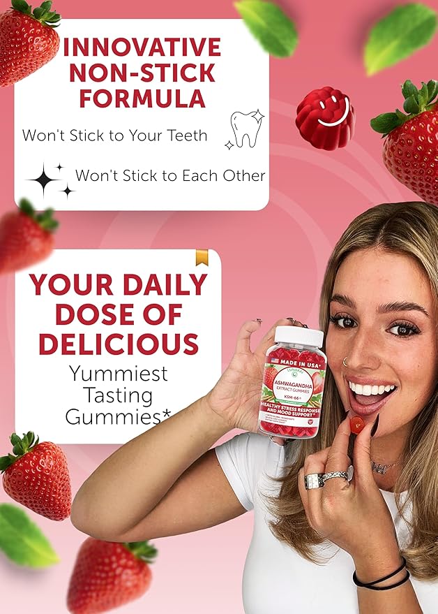 Lunakai USA Manufactured KSM-66 Ashwagandha Gummies for Women &amp Men – Daily Vegan Supplement for Stress Mood &amp Sleep Support 60ct