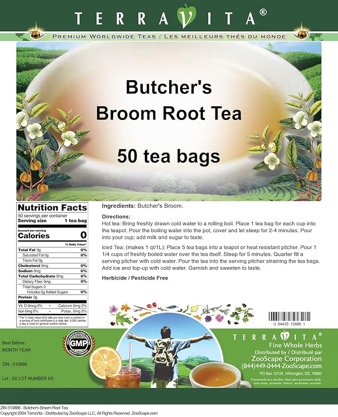 Butcher's Broom Root Tea (50 tea bags ZIN: 510886) - 3 Pack