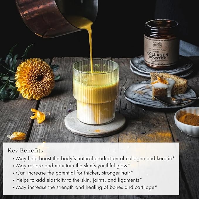 Anima Mundi Apothecary Vegan Collagen Powder - Plant-Based &amp Organic Collagen Booster - Helps Support Collagen &amp Keratin Production for Healthy Skin Hair &amp Bones (4oz/113g)