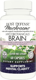 Host Defense MycoBotanicals Brain* Capsules - Brain Support Supplement with Lion's Mane Reishi &amp Cordyceps Mushroom - Herbal Supplement for Memory &amp Focus Support - 60 Capsules