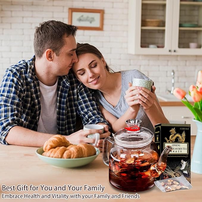 Ginseng Five Treasure Tea Kidney Teas Formula Ginseng Six Treasure Tea 6 Precious Ingredients Formula Traditional Chinese Herbal Cleanse DetoxTea for Women &amp Men (2 Pack/20 Bags)