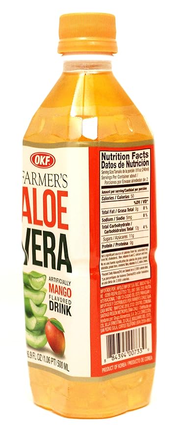 OKF Farmer's Aloe Vera Drink Mango 16.9 Fluid Ounce (Pack of 12)