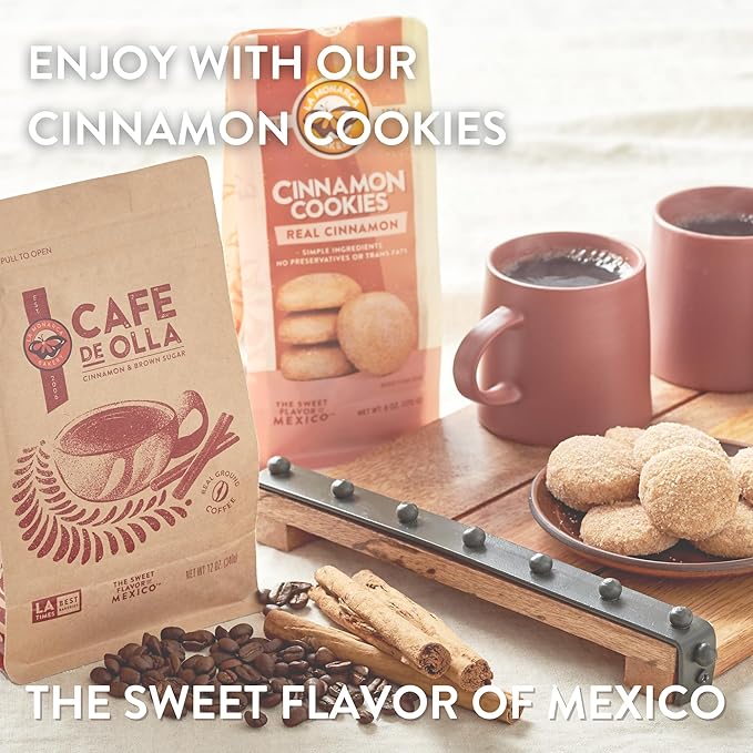 Café De Olla Ground Coffee 12 Ounce (Pack of 2) Cinnamon and Brown Sugar Spiced Mexican Dark Roast Coffee by La Monarca Bakery