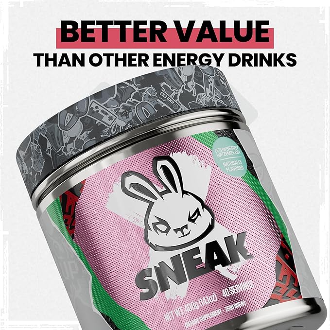 SNEAK Energy Drink Powder | Strawberry Watermelon | No Sugar. No Nasties. Just Natural Caffeine Focus-Boosting Nootropics | 40 Servings
