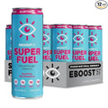 EBOOST SUPER FUEL Healthy Energy Drink - Blue Raspberry: 12 Healthy Energy Drinks - Focus &amp Productivity - 110 mg Caffeine + Nootropics &amp Electrolytes - No Sucralose Taurine Artificial Flav