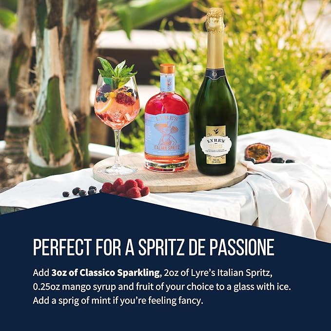 Lyre's Classico Grande Case Non Alcoholic Sparkling Wine Award-Winning Alcohol Free Wine with Only 1.1g Sugar per Fl Oz Premium Zero Alcohol Drink for Mocktails &amp Special Occasions (25.4 Fl Oz