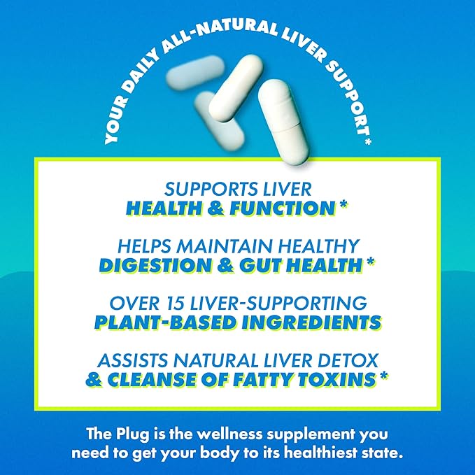 The Plug Liver Cleanse Detox &amp Repair Pills - Milk Thistle Liver Detox - Fatty Liver Support Supplement - 20 Herbal Liver Capsules Turmeric &amp Vitamin B for Healthy Digestive &amp Immune Syst