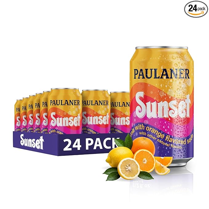 Paulaner Sunset Classic Orange Cola Soda Soft Drink | Fruity European Natural Sugar Spezi Soda Made in Germany | Vegan and Gluten-Free | 11.2 fl oz (330mL) Cans | 24-Pack Case of Soda