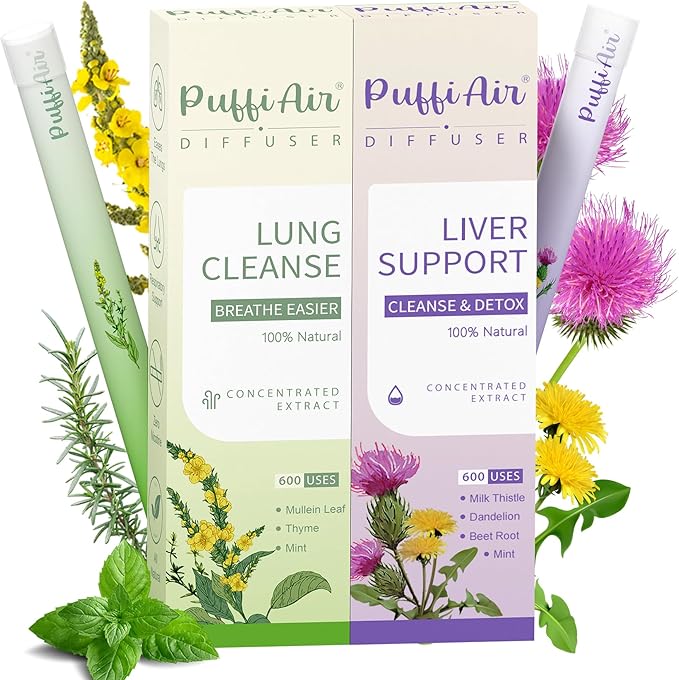 Herbal Diffuser Duo Lung Cleanse and Liver Care Diffuser Pens with Extract of Mullein and Milk Thistle 100% Natural Swap Home &amp Party Duo 600 Uses Each