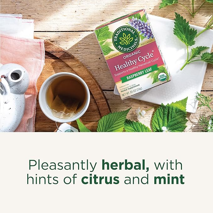 Traditional Medicinals Tea Organic Healthy Cycle Supports Healthy Menstrual Cycles Kosher Non-GMO Caffeine-Free Compostable 96 Tea Bags (6 Pack)