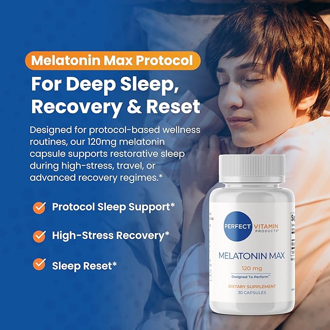 120mg Extra Strength Melatonin MAX - Single Capsule Dose - High Dosage Melatonin Ensures Ampifly Supply Of This Important Hormone - 100% Drug-Free Vegan Non-GMO Gluten-Free (2-Pack)