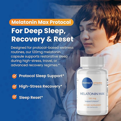 120mg Extra Strength Melatonin MAX - Single Capsule Dose - High Dosage Melatonin Ensures Ampifly Supply Of This Important Hormone - 100% Drug-Free Vegan Non-GMO Gluten-Free (180 Capsules)