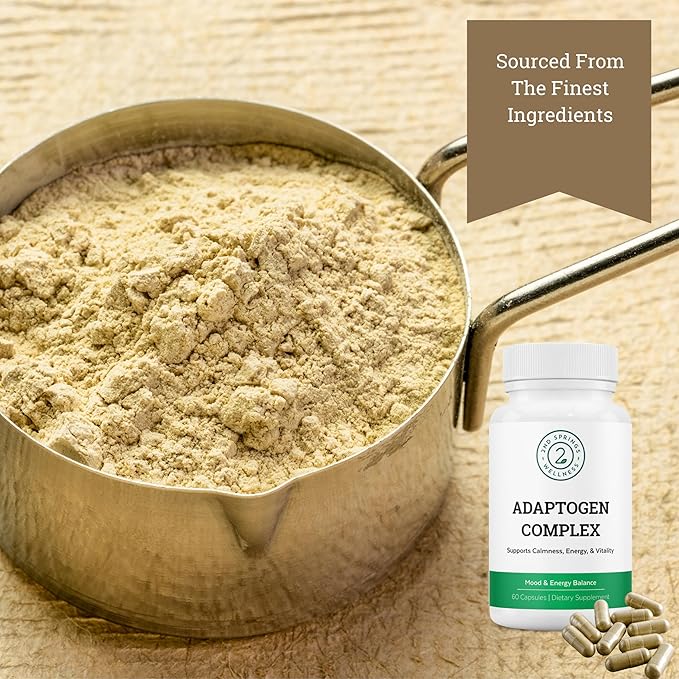 Adaptogen Complex Calmness Energy and Vitality Booster - Ashwagandha Schisandra Astragalus Ginseng Rhodiola and More - Adrenal Support Supplements - 60 Ct