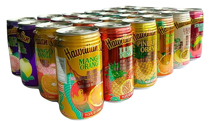 Hawaiian Sun Premium Tropical Juice Drink Party Bundle of 10 Assorted Flavors (24 Cans Total)