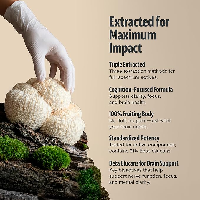 FreshCap Mushrooms Ayurveda Organic Lions Mane Powder 14000mg - Lions Mane Extract Mushroom Supplement for Focus &amp Memory Lions Mane Supplement Powder (60 Servings)