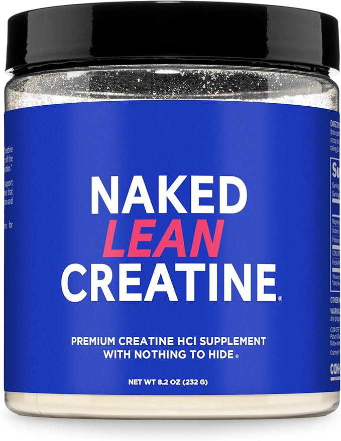 NAKED Lean Creatine HCl Powder 100 Servings - Con-Cret Creatine Hydrochloride with Organic Prickly Pear Extract Electrolytes - Muscle Growth Strength &amp Cognitive Support - Unflavored
