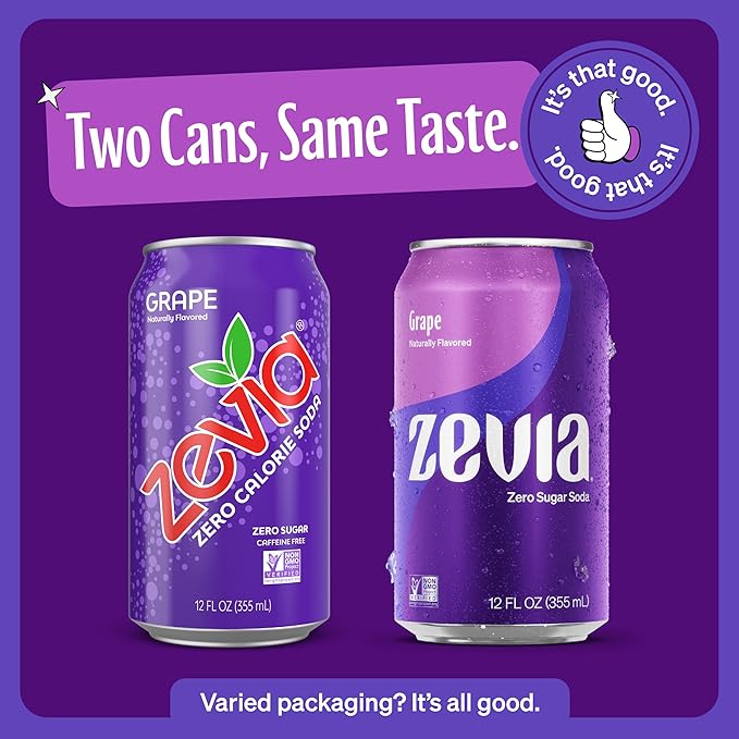 Zevia Zero Calorie Soda Grape 12 Ounce Cans (Pack of 20)