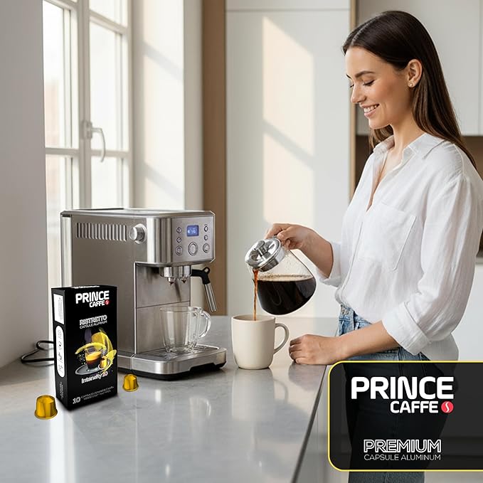 Prince Caffe Espresso Pods – Ristretto Intensity 10 Dark Roast The Espresso Coffee Pods Are Compatible with Nespresso Original Line Machines 30 Count (3 x 10 Capsules) Premium Quality Coffee Capsul