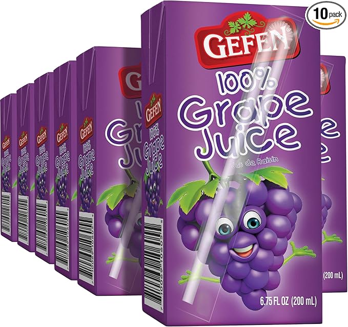 Gefen Grape Juice Box Drinks 6.75oz (10 Pack)