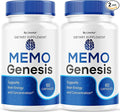 (2 Pack) Memo Genesis Capsules - Original MemoGenesis Brain Health Daily Support Pills Natural Advanced Formula Cognitive Health &amp Function to Help Maintain Clarity Focus 120 Capsules for 2 Month
