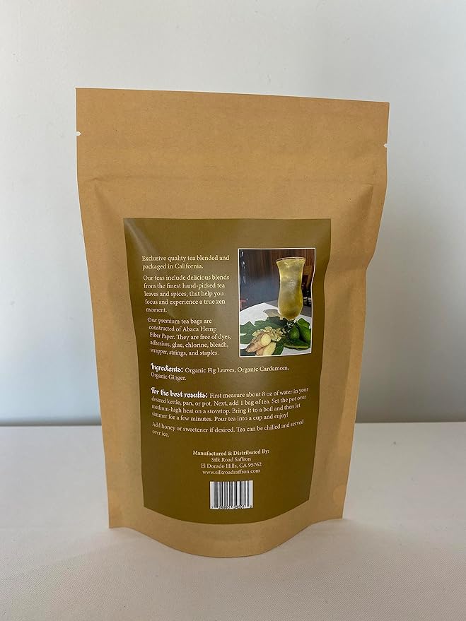 Organic Saffron Organic Ginger Herbal Tea - for better health and wellness (Pack of 1 Fig Cardamom Ginger)