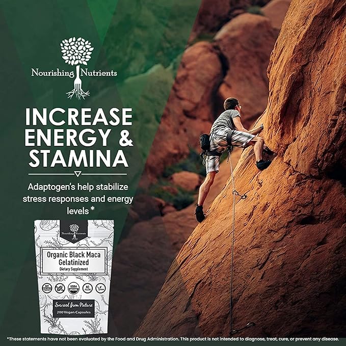Organic Gelatinized Black Maca – 3X Stronger 200 Capsules for Men &amp Women Natural Energy Supplement for Focus Performance Stamina &amp Endurance Mood Enhancement and Stability Mental Clarity