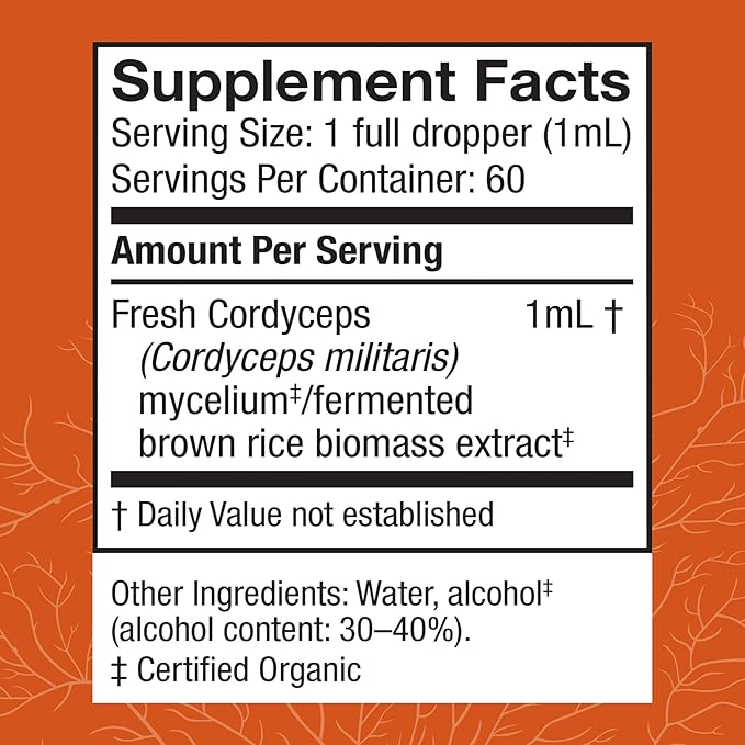 Host Defense Cordyceps Extract - Immune &amp Energy Support Supplement - Kidney Health Supplement with Cordyceps - Fitness Support to Aid Oxygen Uptake - 2 fl oz (60 Servings)*